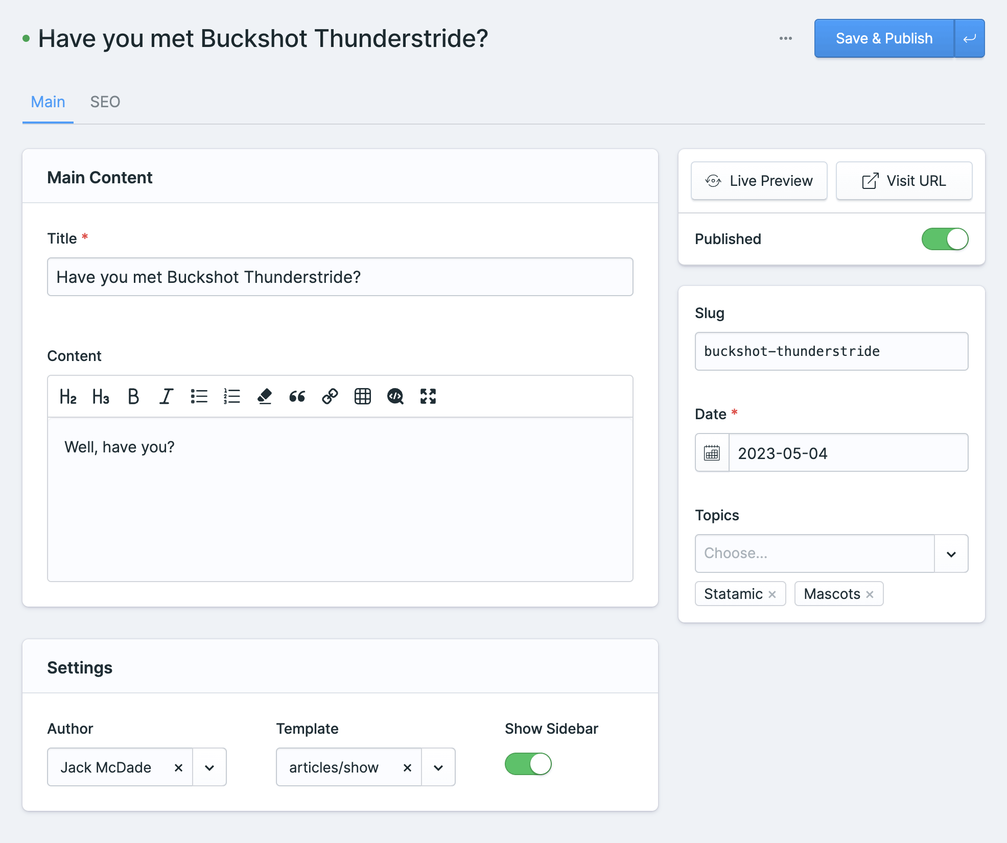 Tabs and Sections